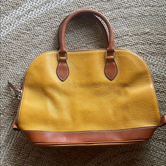 Dooney & Bourke Yellow and Brown Leather Satchel - Picture 2 of 9
